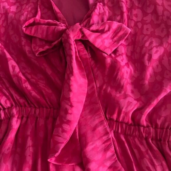 Bar III Dress Women Long Sleeve Midi Barbiecore Tie Knot Front Sexy Deep V Neck - Picture 7 of 13